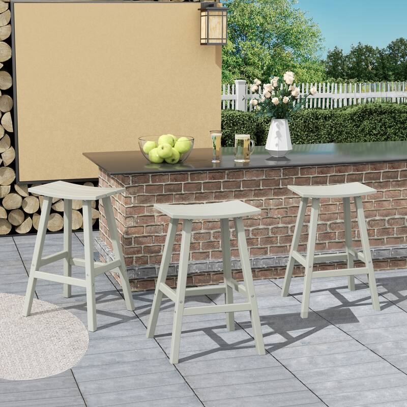 Laguna Hdpe All Weather Outdoor Patio 29" Saddle Seat Bar Stool (Set Of 3)