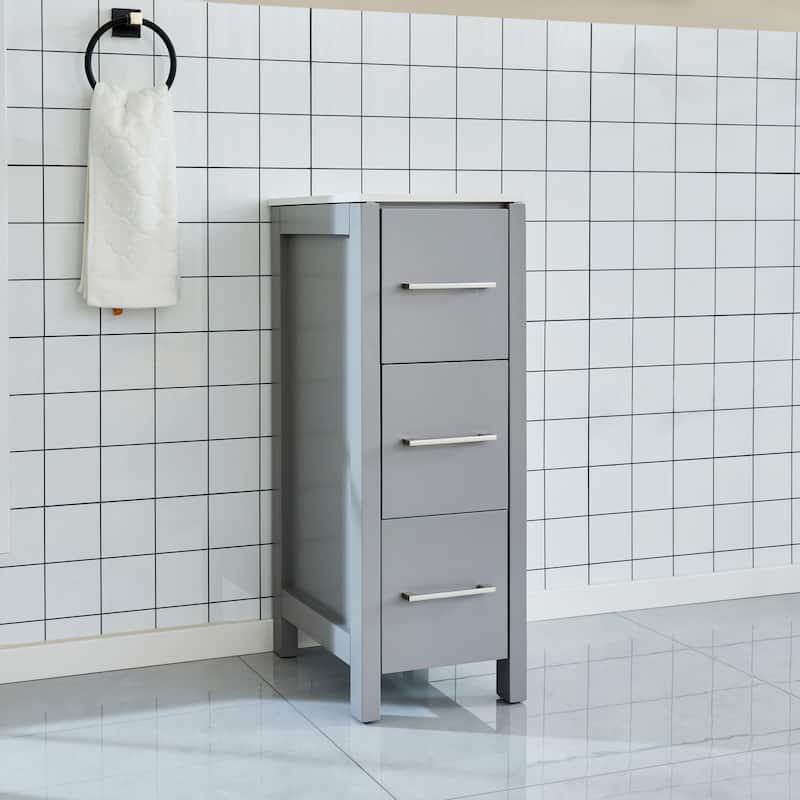 Vanity Art 12-Inch Bathroom Vanity Cabinet 3 Drawer Side Storage Organizer Freestanding Single Vanity Bedroom/Bathroom/Entryway