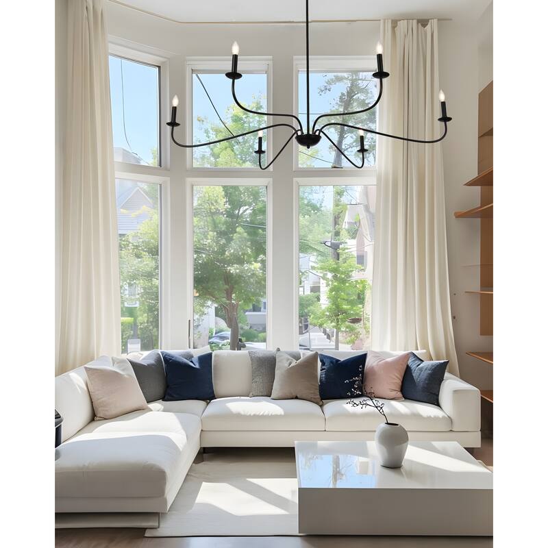 6-Light Classic French Minialist Chandelier with Candle-Style Lighting