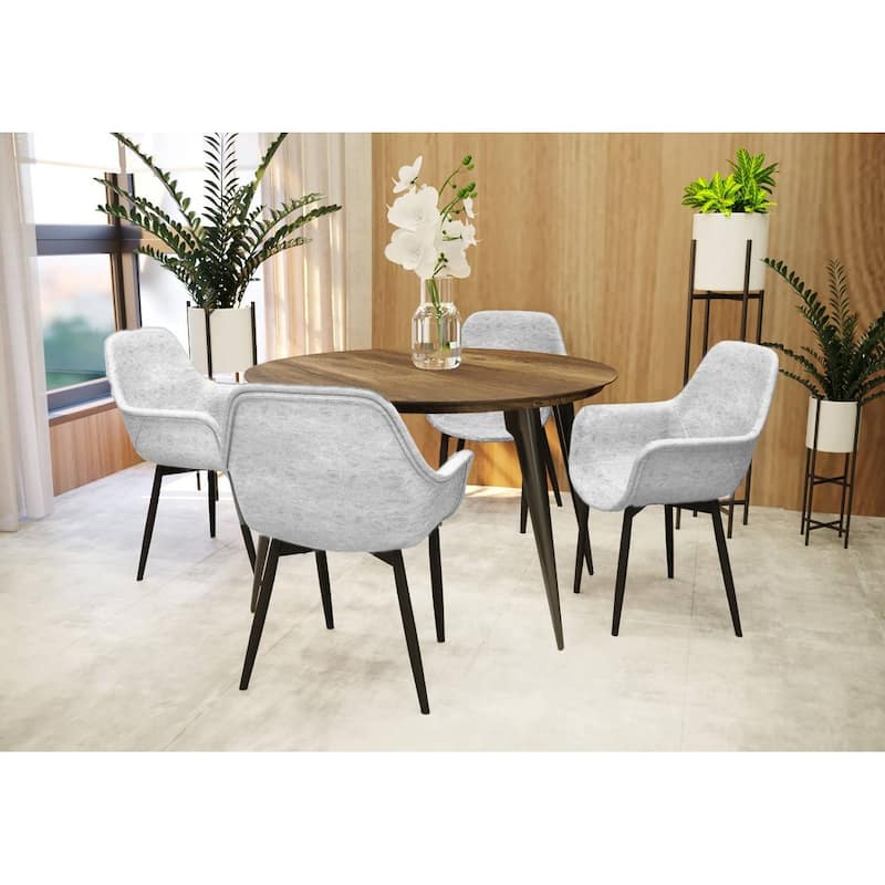 Markley Leather Dining Chair with Iron Legs Set of 4 Modern Accent Armchair