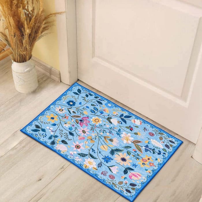 Nature Floral Non-Slip Machine Washable Colorful Modern Area Rug