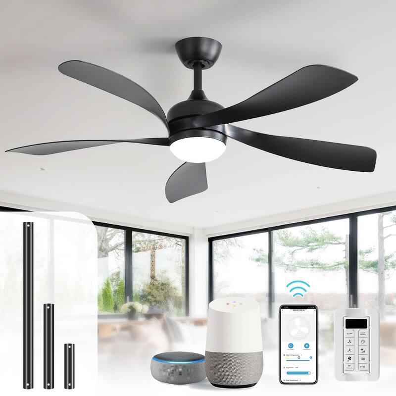 52"/66" Inch Ceiling Fan with Light,APP and Remote Control, Low Profile,Smart Optional