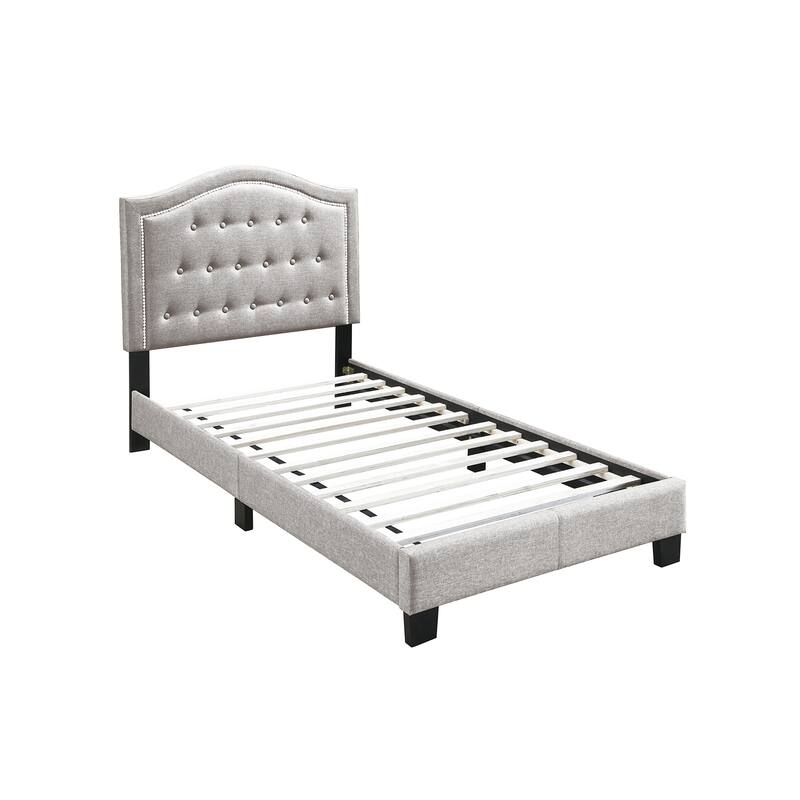 Fabric Upholstered Bed with Button Tufting