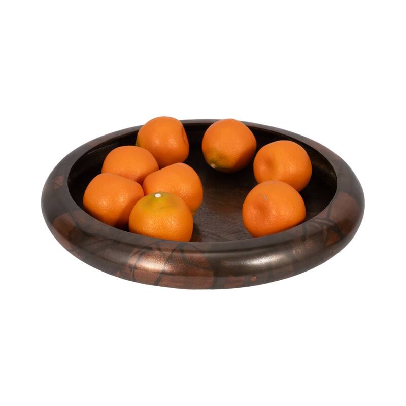 Decorative Round Shallow Bowl for Home Decor - 25", Bronze and Copper