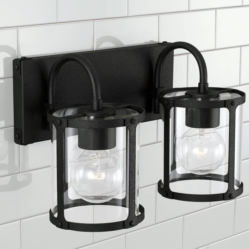 Brennen 2-light Black Iron Bath/ Vanity Fixture w/ Clear Glass