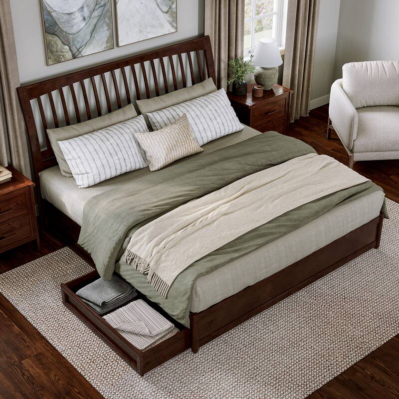 Roslyn Platform Bed with Panel Footboard and Storage Drawers