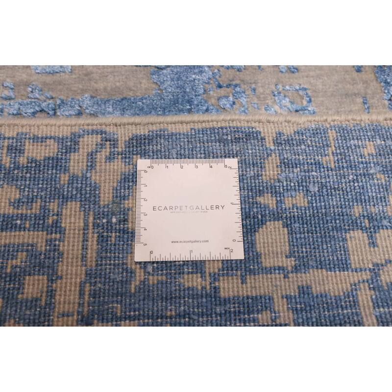 ECARPETGALLERY Hand-knotted Legacy Dark Blue Silk, Wool Rug - 2'5 x 12'3