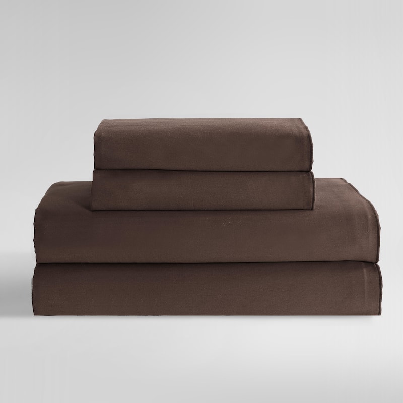 Calvin Klein Pearl Edge Cotton Sateen Sheet Set - Elk Brown - King