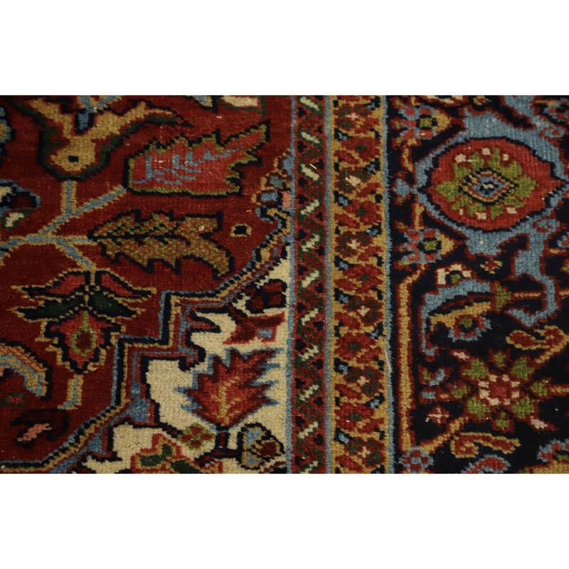 Hand Knotted Oriental 100% Wool Carpet Traditional Floral Oranges & Rust Heriz Area Rug - 8' 6'' X 6' 5''