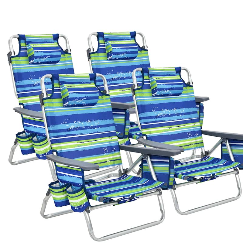 Costway 4-Pack Folding Backpack Beach Chair 5-Position Outdoor - See Details