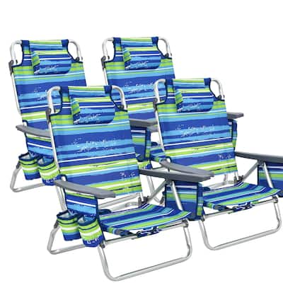 Costway 4-Pack Folding Backpack Beach Chair 5-Position Outdoor - See Details