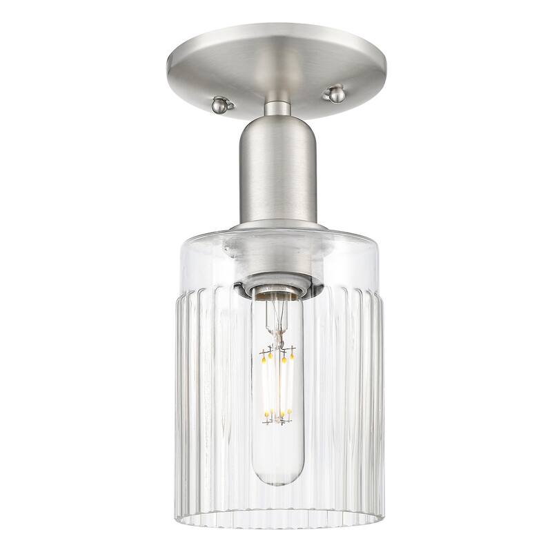 Innovations Lighting 716-1C-11-5 Hadley Semi-Flush Hadley 5" Wide - Brushed Satin Nickel / Clear