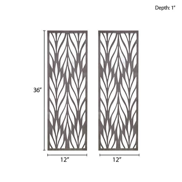 2-Piece Madison Park Florian 24 in. W x 36 in. H Grey Laser Cut Wood Panel Wall Decor Set, Wood Wall Art