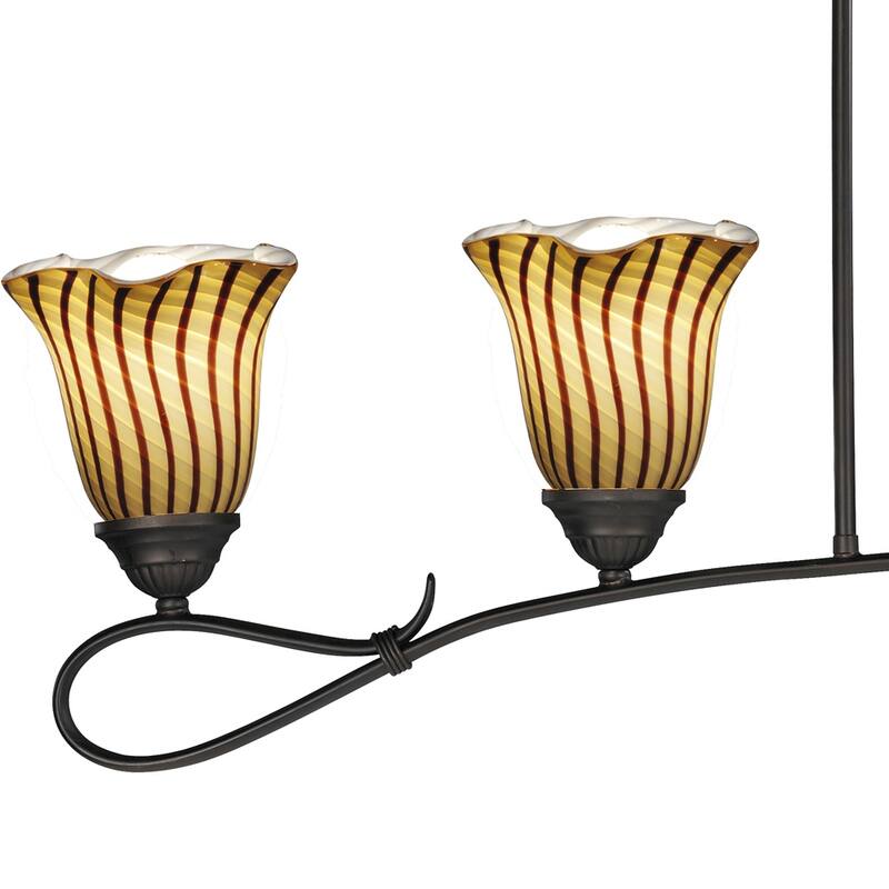 4-Light Valley Glen Hand Blown Art Glass Island Fixture - Dark Bronze