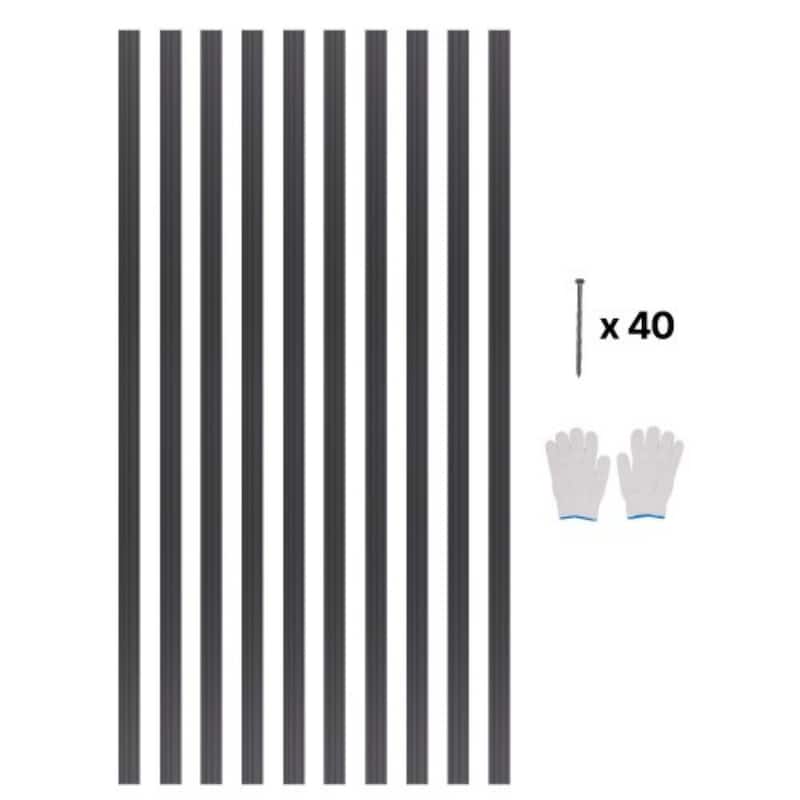 Black Aluminum Edging Kit with Nails, 10pcs Flexible Garden Border - 60” L x 1.69” H - Black