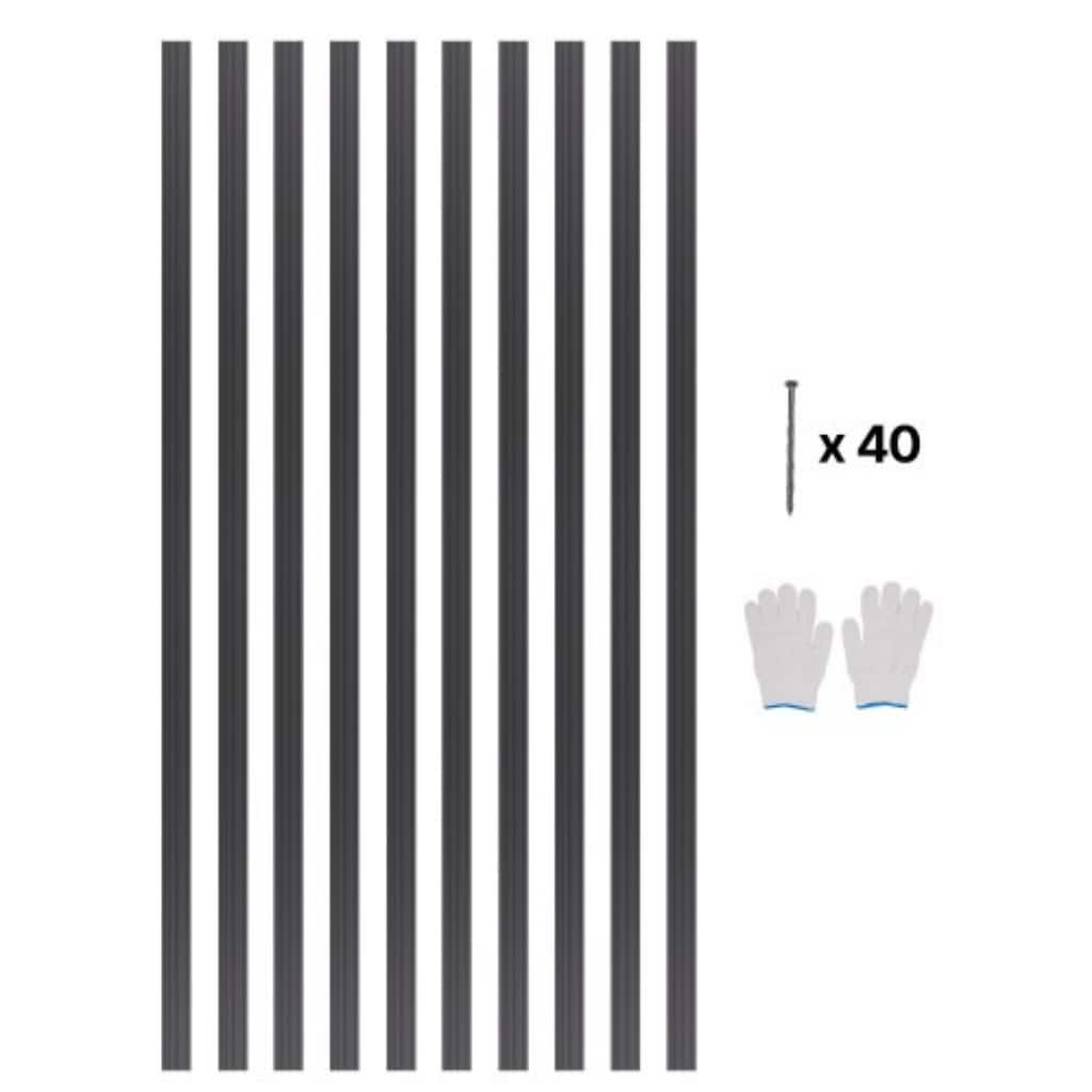 Black Aluminum Garden Edging 60” Flexible Lawn Border with 10 Pieces and 40 Plastic Nails - 60” L x 1.69” H