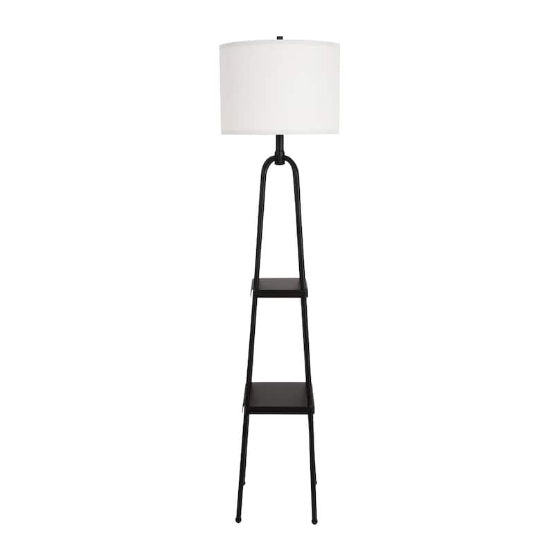 Matte Black Metal Floor Lamp with shelves