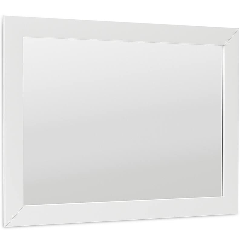 Signature Design by Ashley Mollviney White Bedroom Mirror - 41.85" W x 1.3" D x 30.67" H