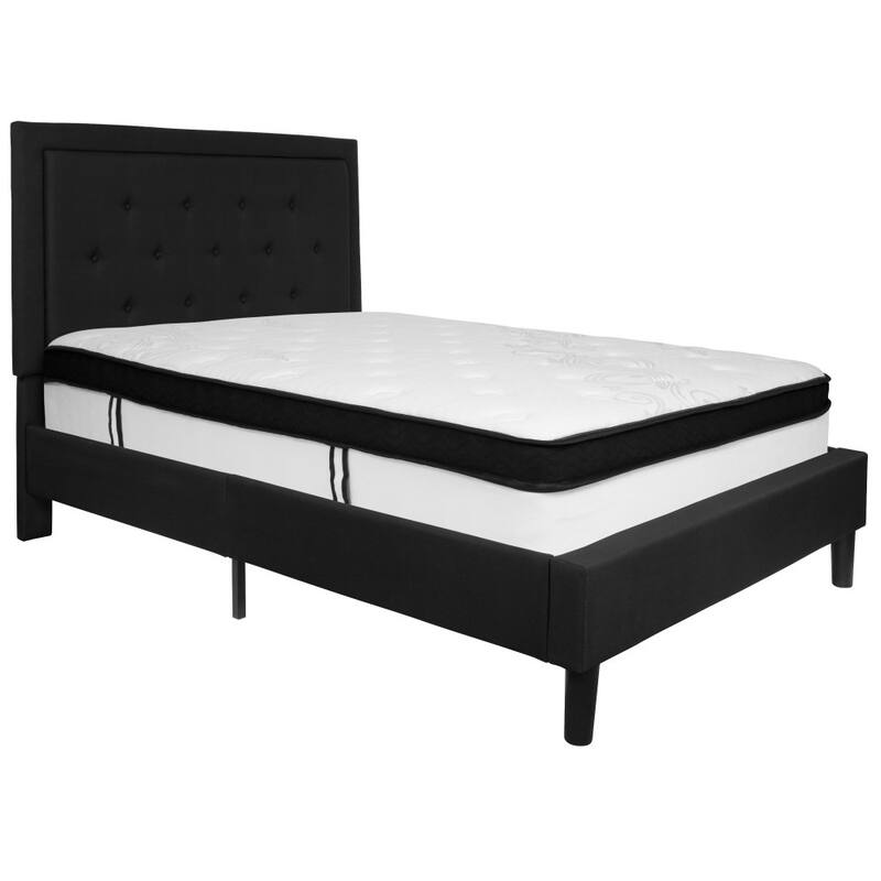 Panel Tufted Platform Bed and Memory Foam Pocket Spring Mattress