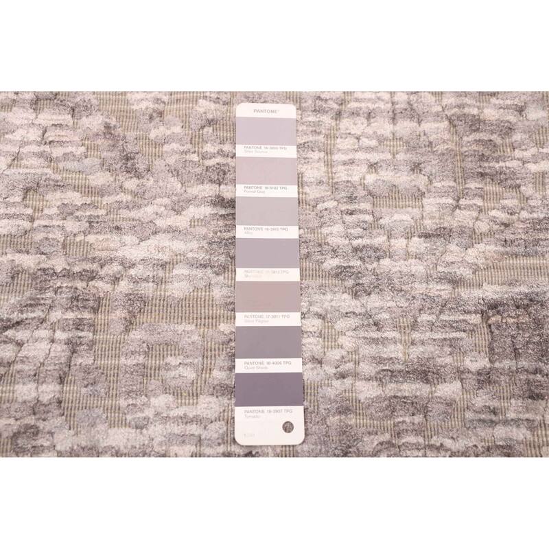 ECARPETGALLERY Hand Loomed Elysian Grey Viscose, Wool Rug - 7'11 x 10'1