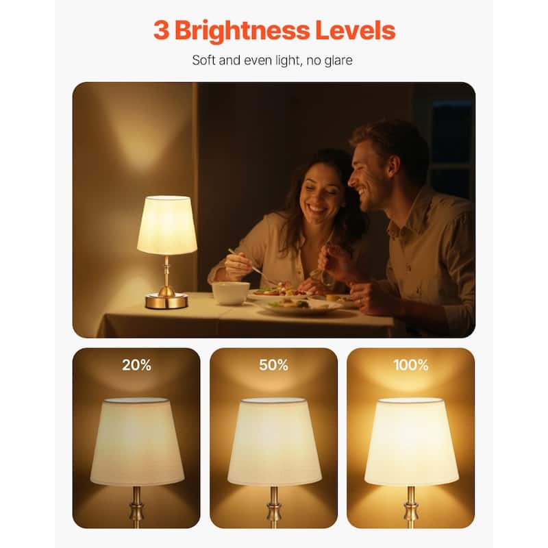 Cordless Rechargeable Table Lamp with Adjustable Brightness & Fabric Shade - 5.9 x 5.9 x 10 inch