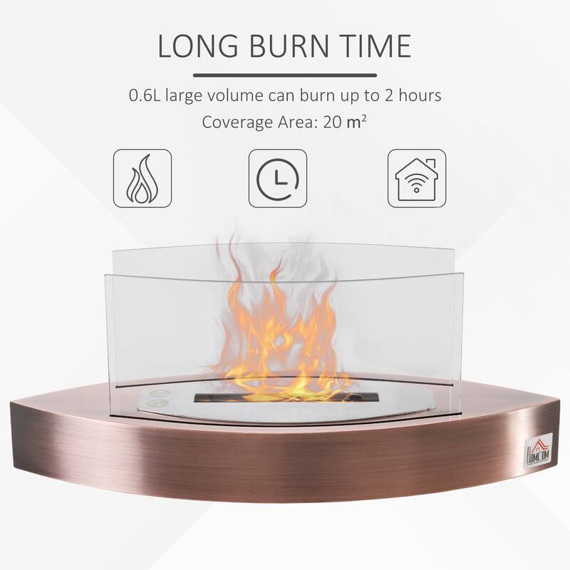 Ethanol Fireplace, 23.5" Tabletop 0.15 Gallon Stainless Steel 215 Sq. Ft., Burns up to 2 Hours