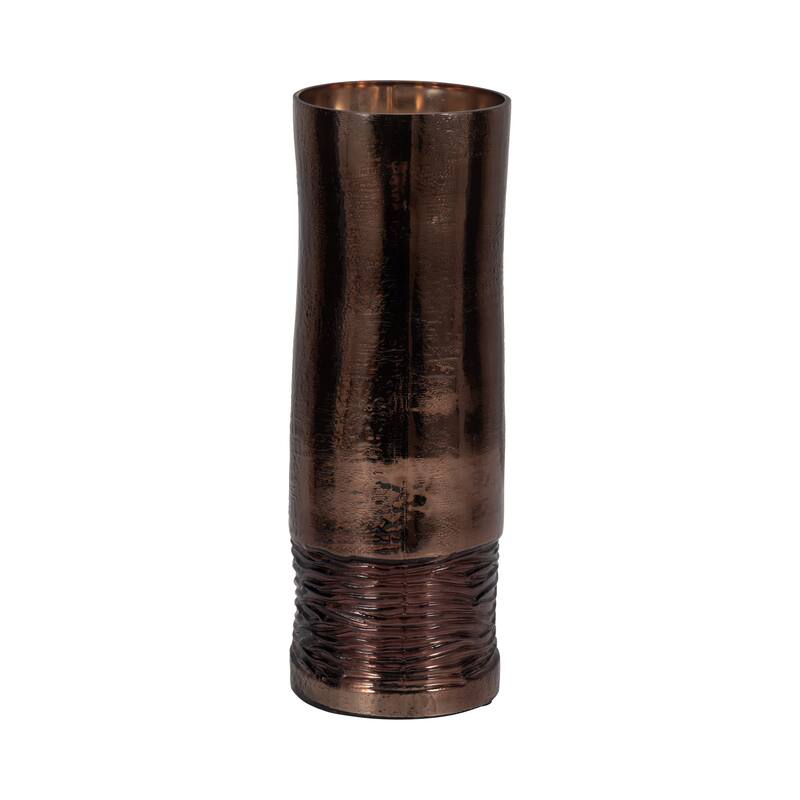 Sagebrook Home Modern Glass Bronze Cylinder Textured Enamel Vase