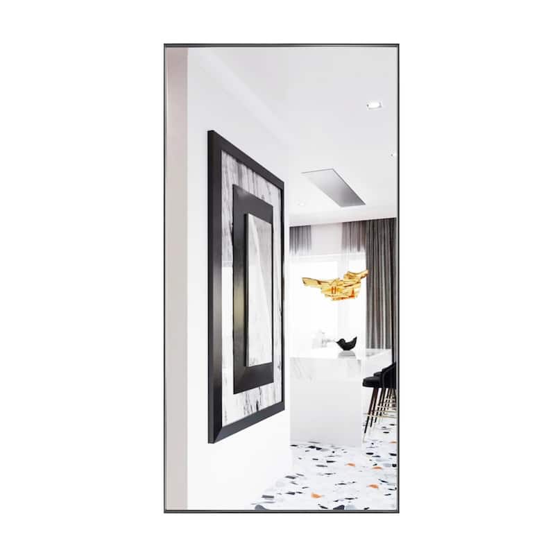 Modern Classic Black Metal Framed Full Length Mirror