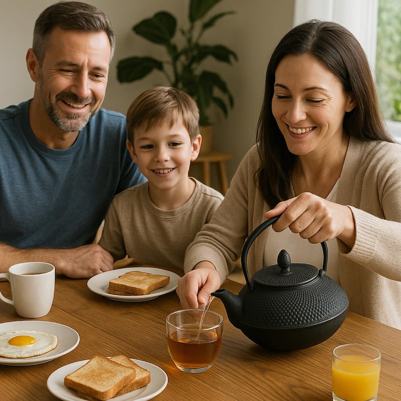 Creative Home Artistic Cast Iron Tea Pot with Infuser Basket, 30 oz, Black