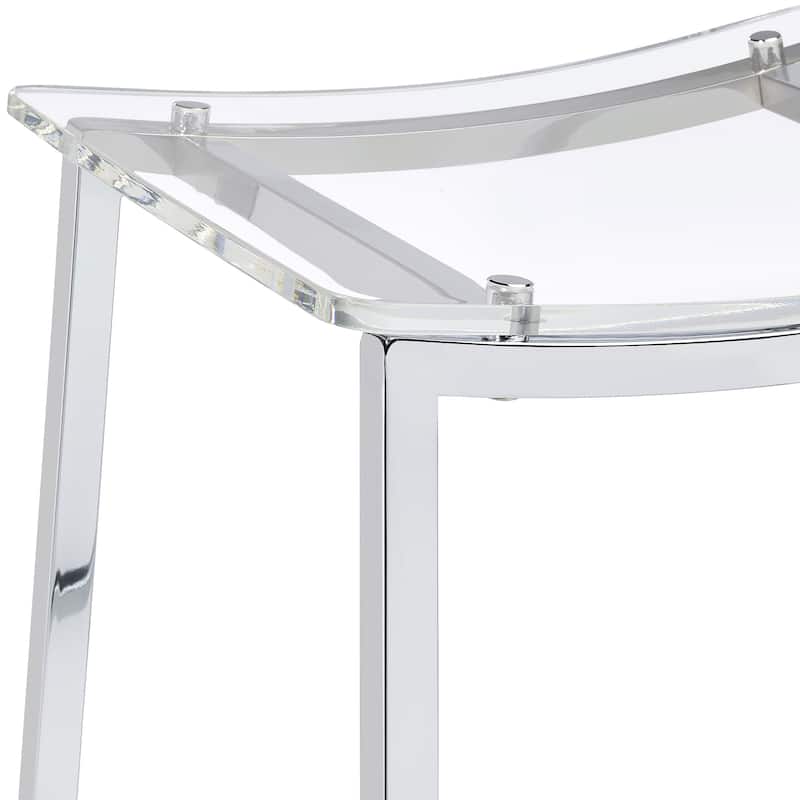 Jovani Acrylic Backless Stool Chrome (Set of 2)
