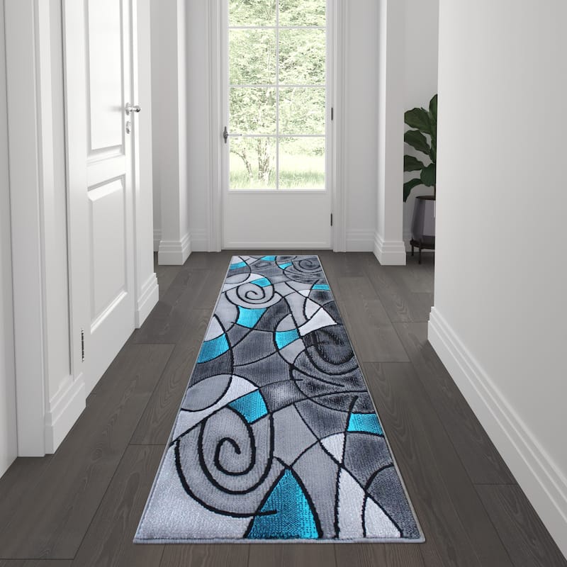 Modern Olefin Accent Area Rug - Abstract Pattern