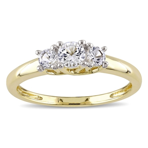 Miadora 10k Yellow Gold Created White Sapphire 3-stone Ring. Opens flyout.