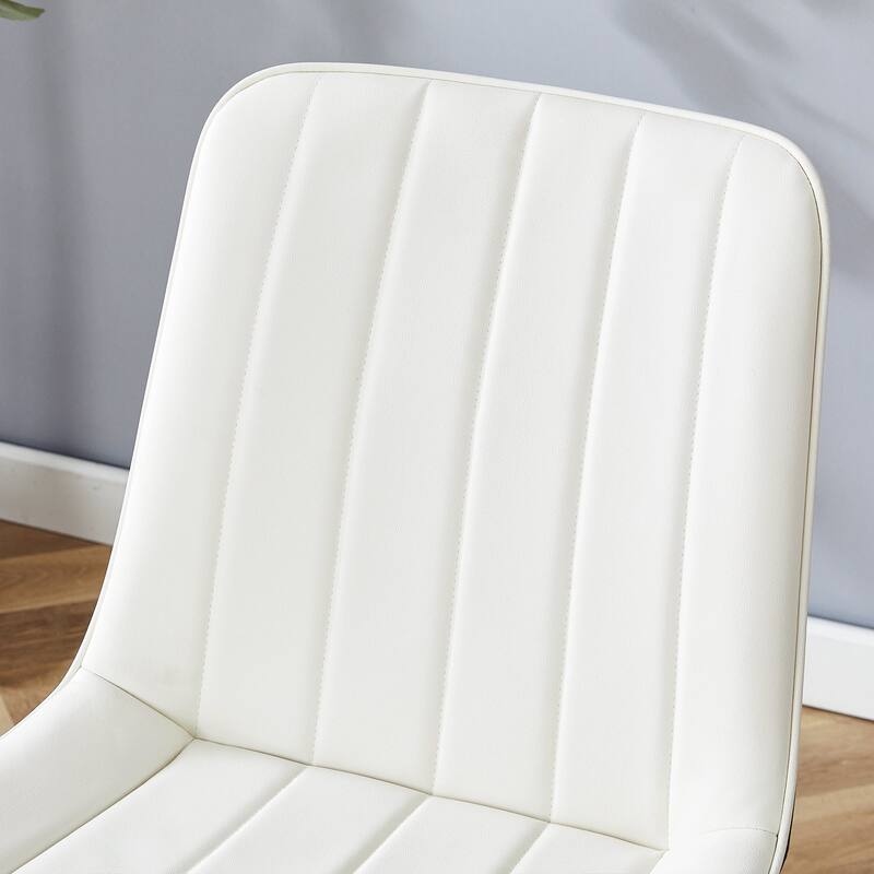Dining Chair Set of 4 PU Extended Seating with Black Metal Legs