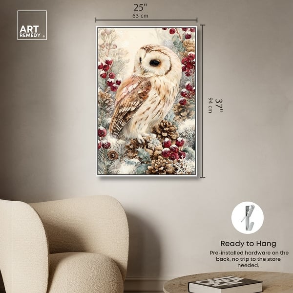 dimension image slide 20 of 24, Christmas Forest Owl III Wall Decor Canvas Print by Art Remedy