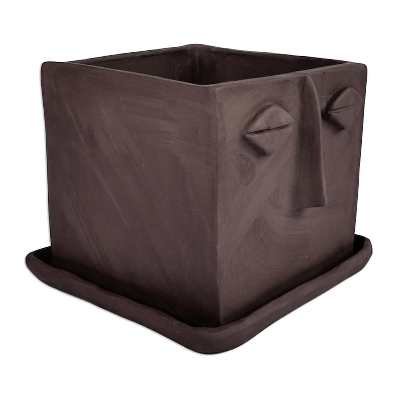 Novica Handmade Square Faces Ceramic Vase