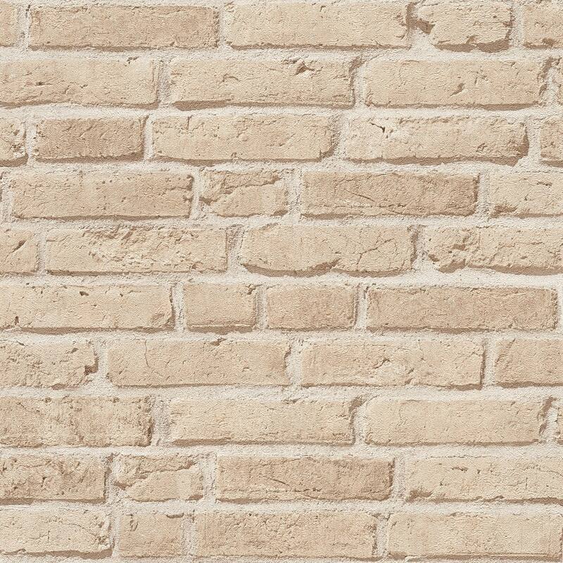 Galerie Wallcoverings Bricks and More Collection Weathered Brick Walls Matte Finish Vinyl on Non-woven Wallpaper Roll - 33-feet long x 21-inches wide - Cream