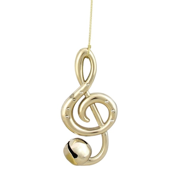 4.75" Shiny Gold Treble Clef Musical Note Jingle Bell Christmas Ornament