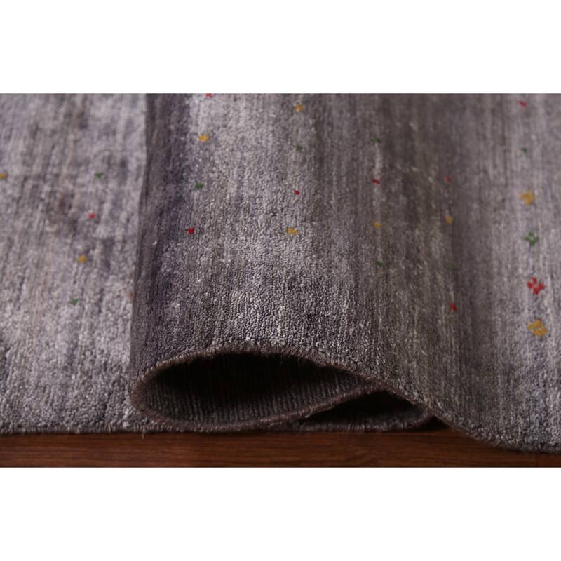 Gray Gabbeh Oriental Area Square Area Rug Handmade Silk Carpet - 9'11"x 10'7"