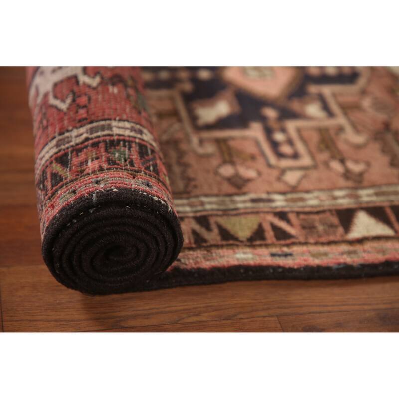 Pink Gharajeh Persian Vintage Runner Rug Handmade Wool Carpet - 2'3"x 6'7"