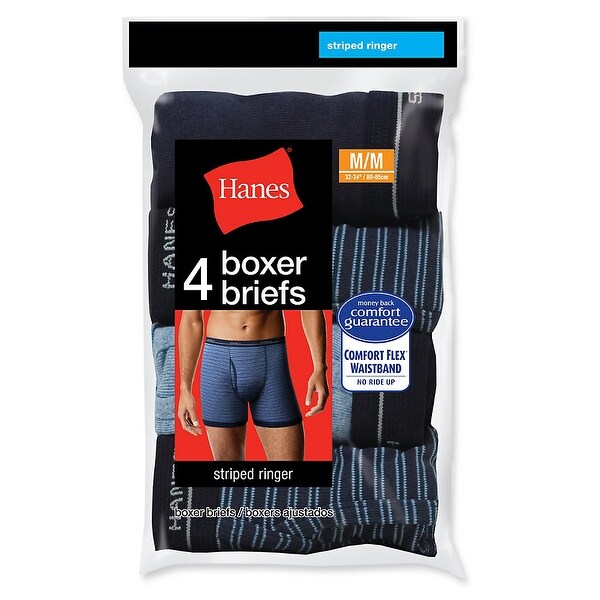 Hanes Men's Ringer Boxer Brief with Comfort Flex® Waistband 4-Pack ...