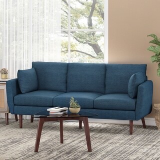Navy Blue Fabric 3 Seater Sofa with Contemporary Design and Birchwood ...