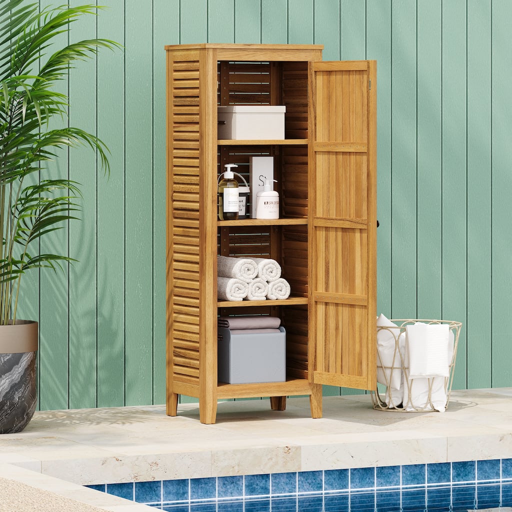 Gribs Acacia Wood Indoor/Outdoor Teak Finish Storage Cabinet by Christopher Knight Home - 61.81" H