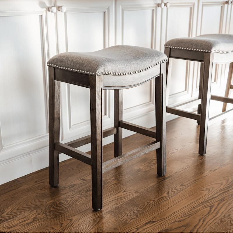 Maven Lane 26" Adrien Saddle Kitchen Counter Height Stool - Walnut