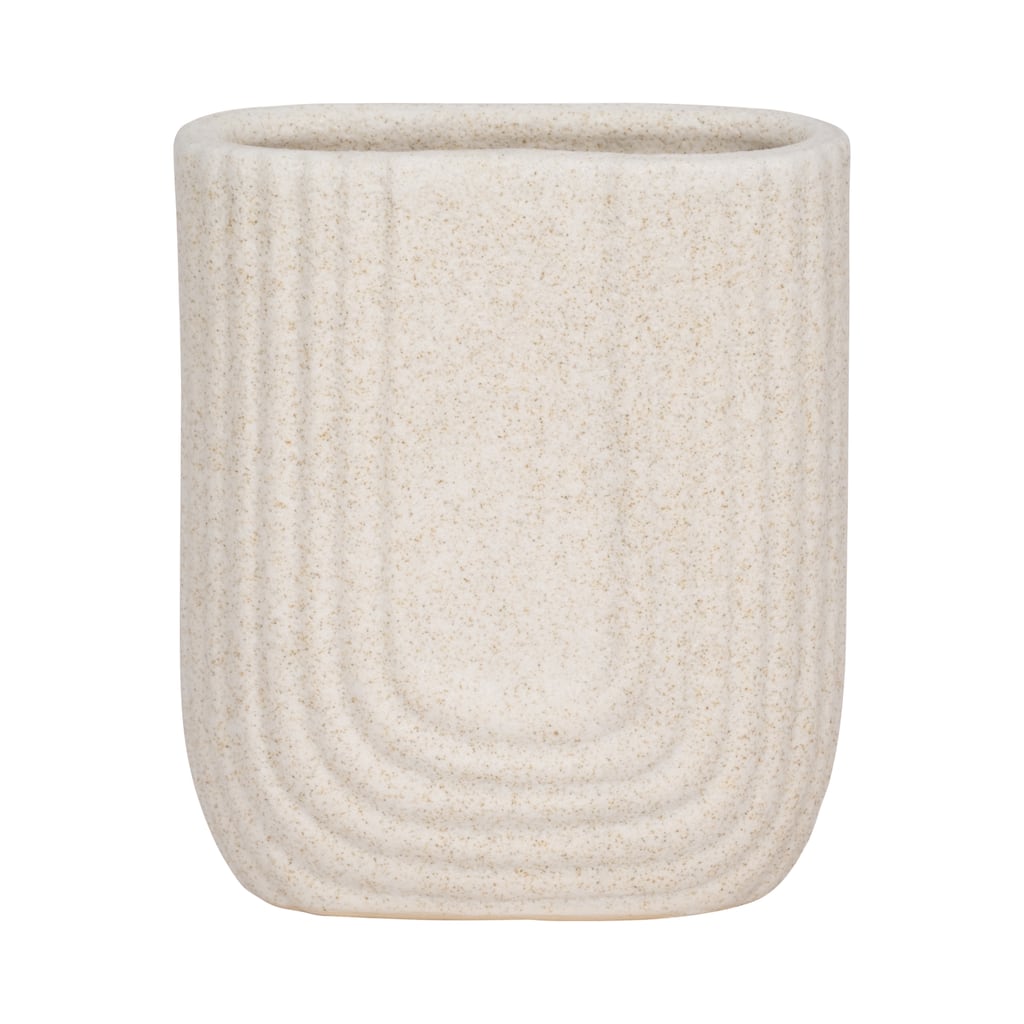 Sagebrook Home 8-inch Ivory Ceramic Speckled Sand Upside Down Arch Vase
