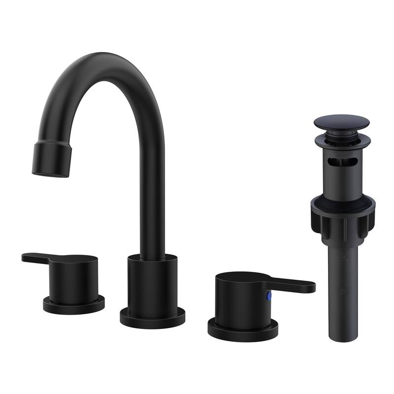 2 Handle 360° Swivel Bathroom Sink Faucet with Pop Up Drain Assembly, Aerator, Anti Fingerprint, Splash Proof, Water Saving