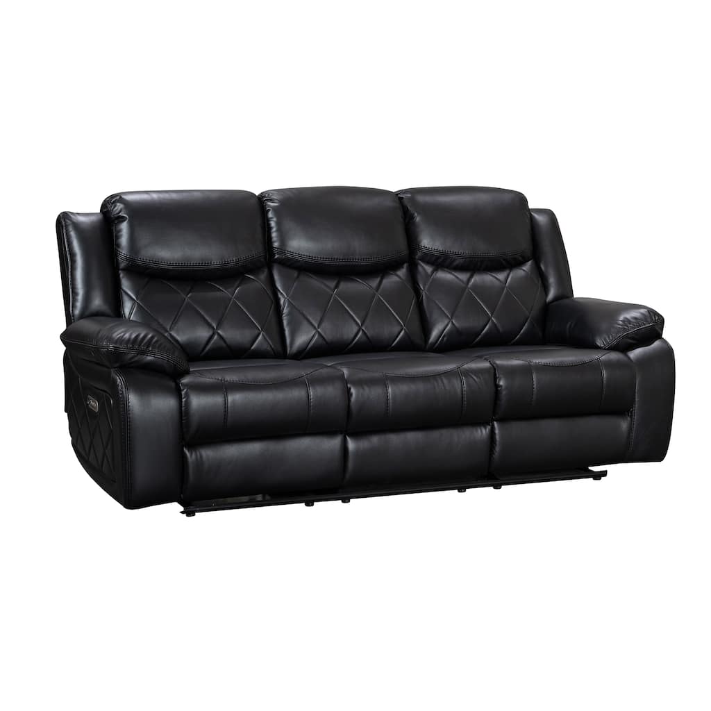 Contemporary Living Room Faux Leather Upholstered Power Reclining Sofa