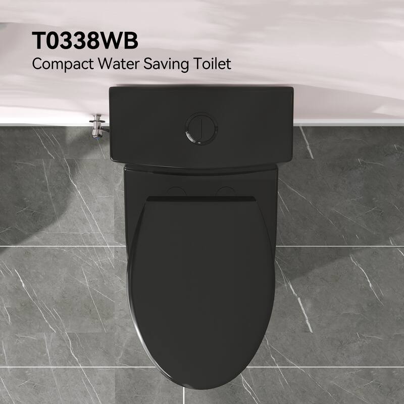 HOROW One-piece 0.8/1.28 GPF Dual Flush Elongated Toilet in Black Seat Included -- 12" Rough in