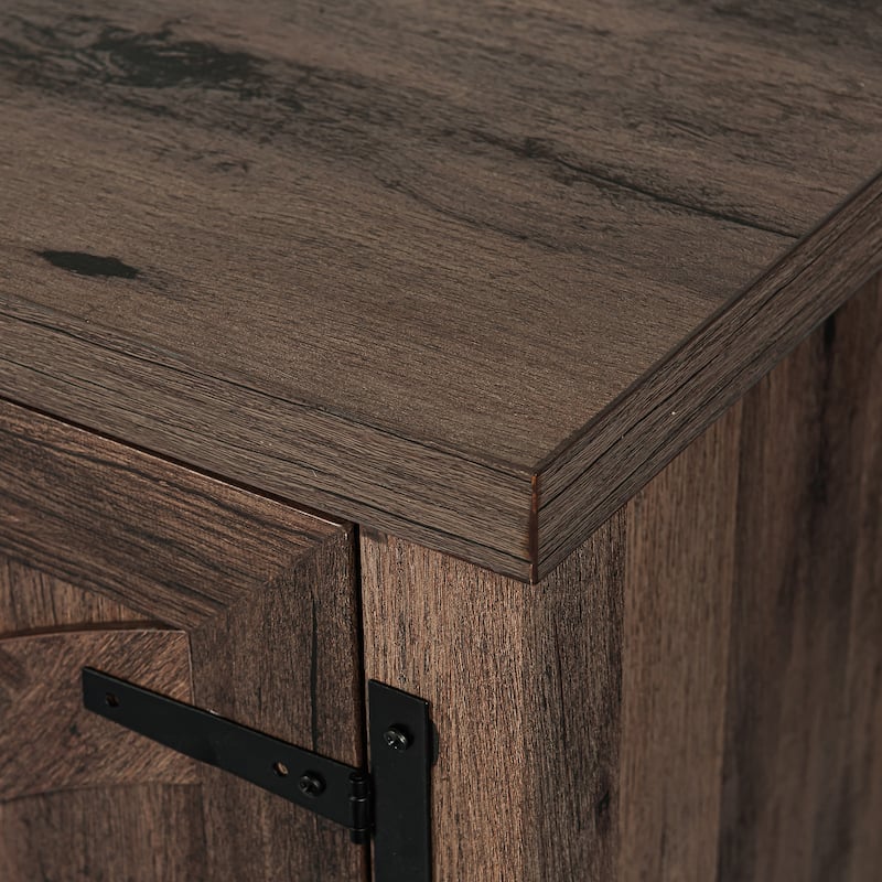 58" Rustic Walnut Barn Door Wood Console TV Stand for TV's up to 65" - 58 inches in width