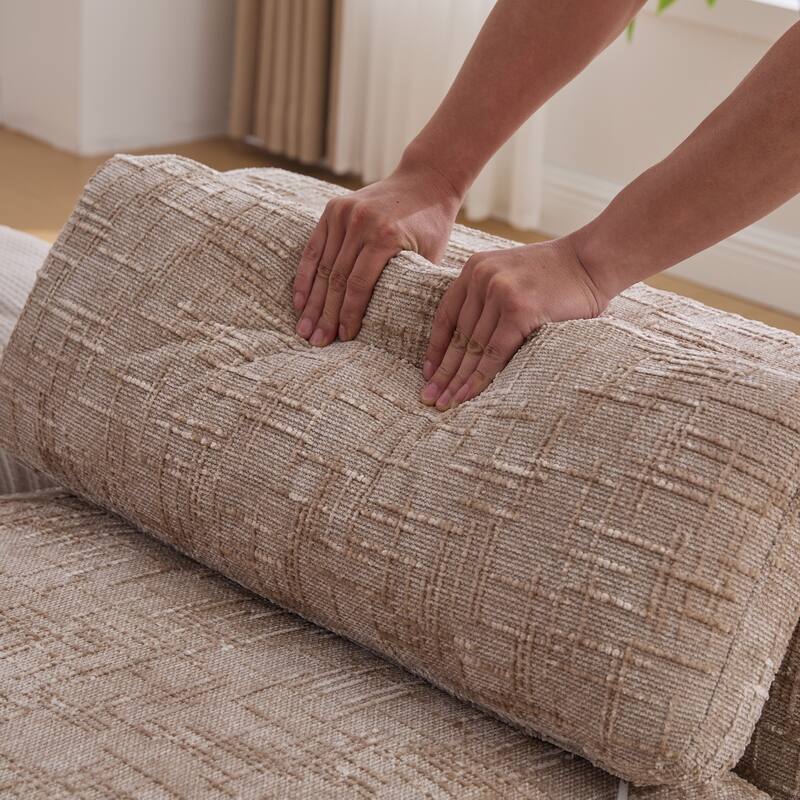 83" Wide Chenille Upholstered End of Bed Bench with Rubber Wood Legs