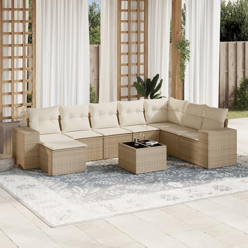 vidaXL Garden Sofa Set - Beige and cream With table
